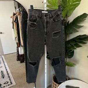 ✨ PacSun Black Distressed Button Fly Jeans 27 | Edgy High-Rise Grunge Denim